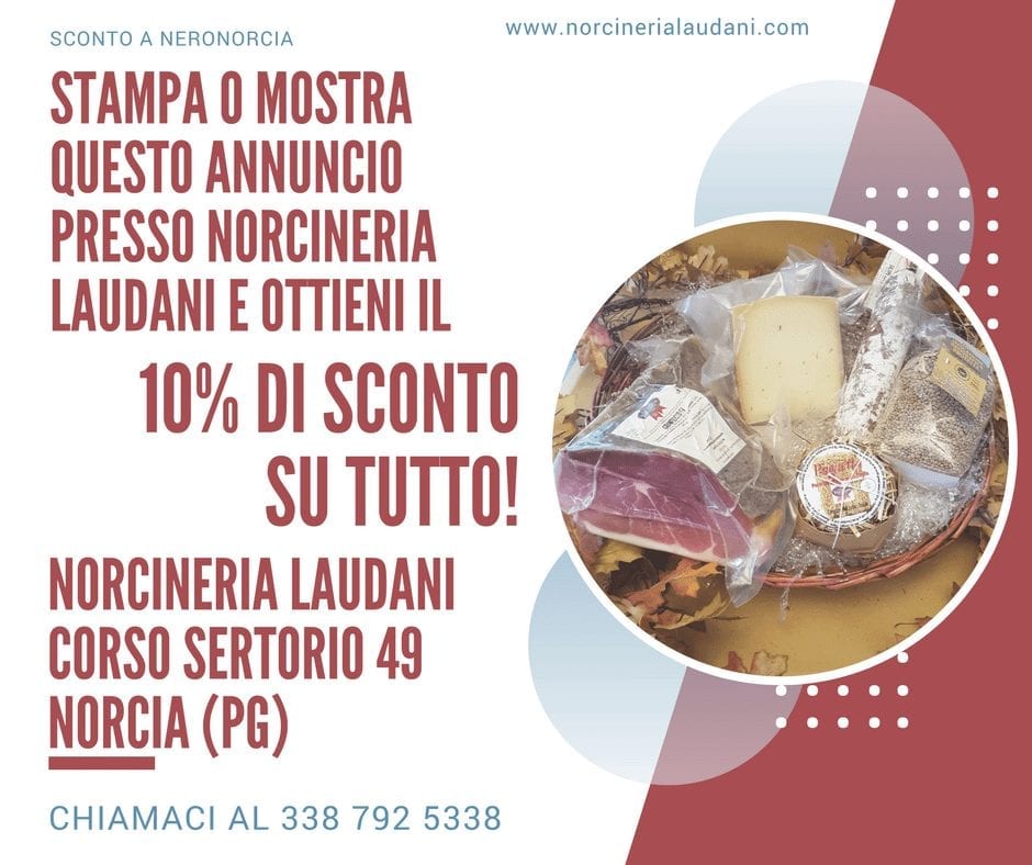 sconto 10 percento norcineria laudani